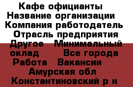 Кафе официанты › Название организации ­ Компания-работодатель › Отрасль предприятия ­ Другое › Минимальный оклад ­ 1 - Все города Работа » Вакансии   . Амурская обл.,Константиновский р-н